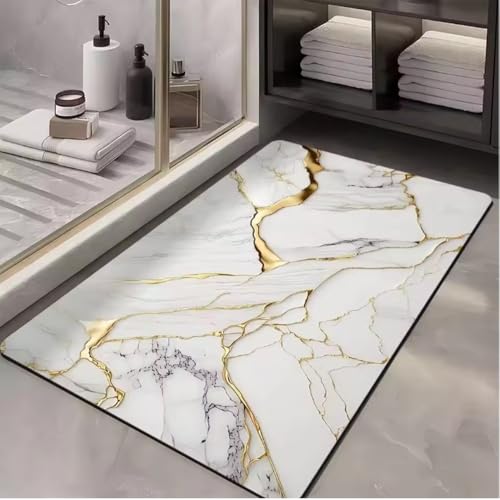 JIAOJING Saugfähige Stein Badematten Außerhalb Der Dusche Badezimmer Teppich Schnell Trocknender Boden Fußmatte Toilettenteppich Fußmatte Waschbar 50X80Cm von JIAOJING