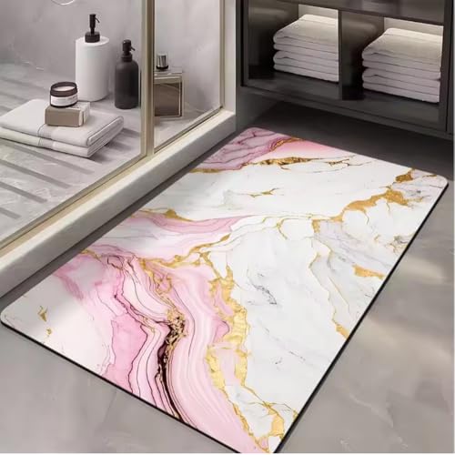 JIAOJING Saugfähige Stein Badematten Außerhalb Der Dusche Badezimmer Teppich Schnell Trocknender Boden Fußmatte Toilettenteppich Fußmatte Waschbar 50X80Cm von JIAOJING