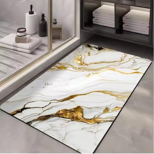 JIAOJING Saugfähige Stein Badematten Außerhalb Der Dusche Badezimmer Teppich Schnell Trocknender Boden Fußmatte Toilettenteppich Fußmatte Waschbar 80X120Cm von JIAOJING