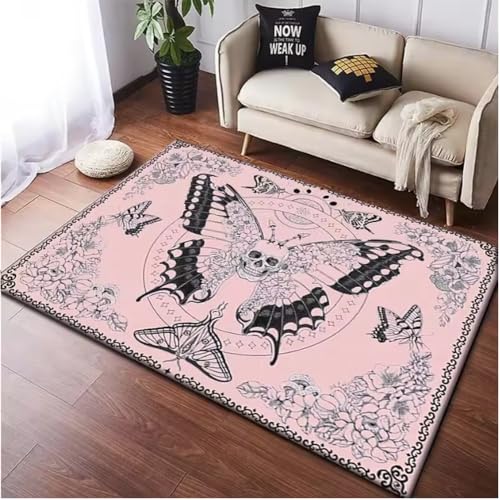 JIAOJING Schädel Dark Gothic Print Teppich Tür Fußmatte Weiche Fußmatte rutschfeste Bodenmatte Wohnzimmerteppich Home Decoration Teppiche 160X280Cm von JIAOJING