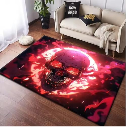 JIAOJING Schädel Dark Gothic Print Teppich Tür Fußmatte Weiche Fußmatte rutschfeste Bodenmatte Wohnzimmerteppich Home Decoration Teppiche 60X90Cm von JIAOJING