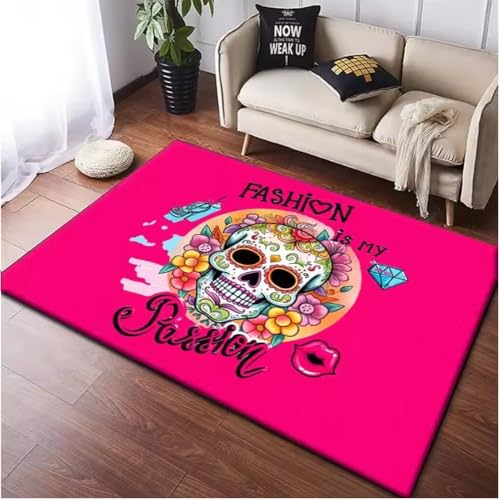 JIAOJING Schädel Dunkler Gothic Print Teppich Tür Fußmatte Weiche Fußmatte rutschfeste Bodenmatte Wohnzimmerteppich Home Decoration Teppiche 100X160Cm JIAOJING Schädel Dunkler Gothic Print Teppich Tür Fußmatte Weiche Fußmatte rutschfeste Bodenmatte Wohnzimmerteppich Home Decoration Teppiche 100X160Cm von JIAOJING