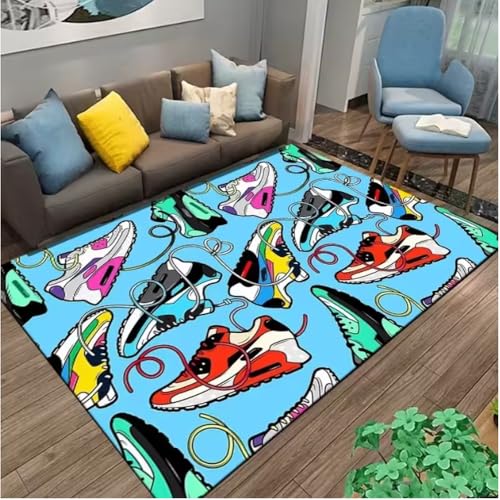 JIAOJING Schuhe Turnschuhe Druck Teppich Für Wohnzimmer Korridor Schlafzimmer Türmatte Zimmer Spiel Bodenmatte 80X150Cm JIAOJING Schuhe Turnschuhe Druck Teppich Für Wohnzimmer Korridor Schlafzimmer Türmatte Zimmer Spiel Bodenmatte 80X150Cm von JIAOJING