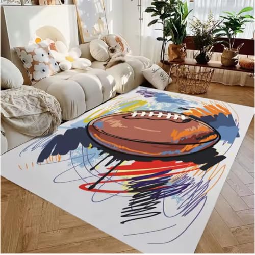 JIAOJING Sport Anti-Rutsch Ball Teppich Fußball Basketball Druck e Fußmatte Für Schlafzimmer Wohnzimmer Küchenmatte 120X160Cm JIAOJING Sport Anti-Rutsch Ball Teppich Fußball Basketball Druck e Fußmatte Für Schlafzimmer Wohnzimmer Küchenmatte 120X160Cm von JIAOJING