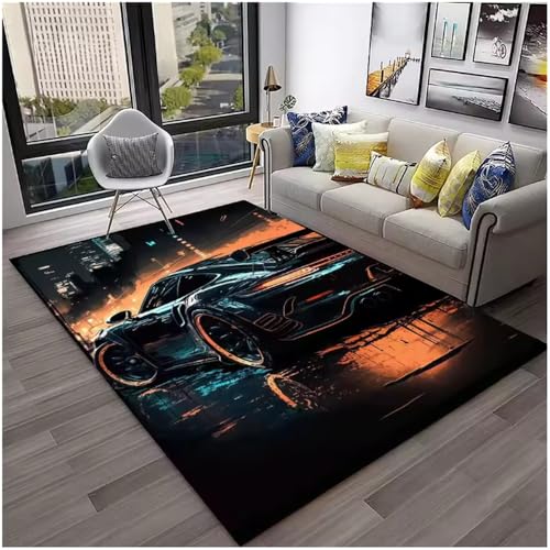 JIAOJING Sportwagen Rennwagen Teppich Für Wohnzimmer Schlafzimmer Spielzimmer Sofa Fußmatten Dekor Couchtisch Fußmatten 100X160Cm JIAOJING Sportwagen Rennwagen Teppich Für Wohnzimmer Schlafzimmer Spielzimmer Sofa Fußmatten Dekor Couchtisch Fußmatten 100X160Cm von JIAOJING