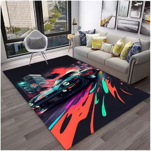 JIAOJING Sportwagen Rennwagen Teppich Für Wohnzimmer Schlafzimmer Spielzimmer Sofa Fußmatten Dekor Couchtisch Fußmatten 140X200Cm JIAOJING Sportwagen Rennwagen Teppich Für Wohnzimmer Schlafzimmer Spielzimmer Sofa Fußmatten Dekor Couchtisch Fußmatten 140X200Cm von JIAOJING