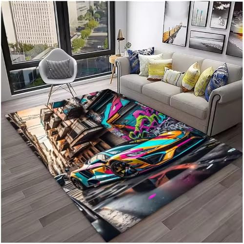 JIAOJING Sportwagen Rennwagen Teppich Für Wohnzimmer Schlafzimmer Spielzimmer Sofa Fußmatten Dekor Couchtisch Fußmatten 160X230Cm JIAOJING Sportwagen Rennwagen Teppich Für Wohnzimmer Schlafzimmer Spielzimmer Sofa Fußmatten Dekor Couchtisch Fußmatten 160X230Cm von JIAOJING