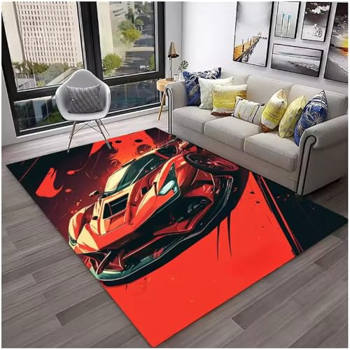 JIAOJING Sportwagen Rennwagen Teppich Für Wohnzimmer Schlafzimmer Spielzimmer Sofa Fußmatten Dekor Couchtisch Fußmatten 60X90Cm JIAOJING Sportwagen Rennwagen Teppich Für Wohnzimmer Schlafzimmer Spielzimmer Sofa Fußmatten Dekor Couchtisch Fußmatten 60X90Cm von JIAOJING