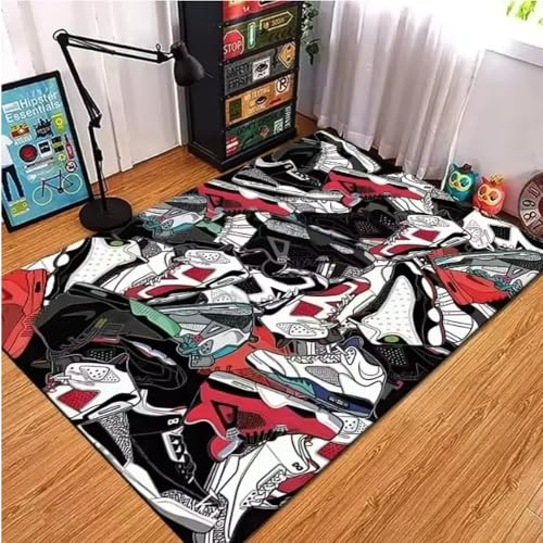 JIAOJING Teppich Basketball Schuhe Turnschuhe Print Teppich Für Wohnzimmer Korridor Schlafzimmer Tür Spiel Bodenmatte 120X160Cm JIAOJING Teppich Basketball Schuhe Turnschuhe Print Teppich Für Wohnzimmer Korridor Schlafzimmer Tür Spiel Bodenmatte 120X160Cm von JIAOJING