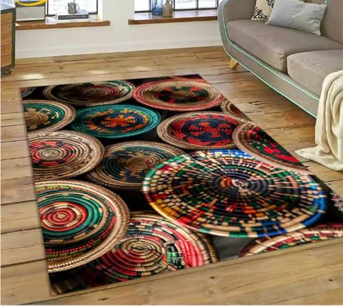 JIAOJING Teppich Bunte Blume Gewebte Kunst Körbe Teppich Für Wohnzimmer Schlafzimmer Wohnkultur, rutschfest Für Sofa Fußmatte 120X160Cm JIAOJING Teppich Bunte Blume Gewebte Kunst Körbe Teppich Für Wohnzimmer Schlafzimmer Wohnkultur, rutschfest Für Sofa Fußmatte 120X160Cm von JIAOJING