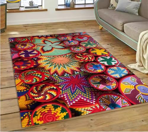 JIAOJING Teppich Bunte Blume Gewebte Kunst Körbe Teppich Für Wohnzimmer Schlafzimmer Wohnkultur, rutschfest Für Sofa Fußmatte 140X200Cm JIAOJING Teppich Bunte Blume Gewebte Kunst Körbe Teppich Für Wohnzimmer Schlafzimmer Wohnkultur, rutschfest Für Sofa Fußmatte 140X200Cm von JIAOJING