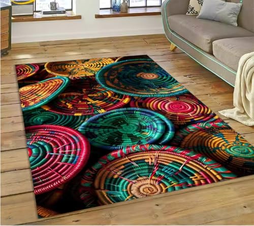 JIAOJING Teppich Bunte Blume Gewebte Kunst Körbe Teppich Für Wohnzimmer Schlafzimmer Wohnkultur, rutschfest Für Sofa Fußmatte 50X80Cm JIAOJING Teppich Bunte Blume Gewebte Kunst Körbe Teppich Für Wohnzimmer Schlafzimmer Wohnkultur, rutschfest Für Sofa Fußmatte 50X80Cm von JIAOJING