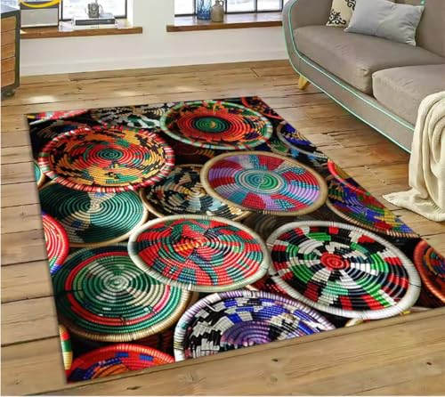 JIAOJING Teppich Bunte Blume Gewebte Kunst Körbe Teppich Für Wohnzimmer Schlafzimmer Wohnkultur, rutschfest Für Sofa Fußmatte 60X90Cm JIAOJING Teppich Bunte Blume Gewebte Kunst Körbe Teppich Für Wohnzimmer Schlafzimmer Wohnkultur, rutschfest Für Sofa Fußmatte 60X90Cm von JIAOJING
