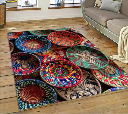 JIAOJING Teppich Bunte Blume Gewebte Kunst Körbe Teppich Für Wohnzimmer Schlafzimmer Wohnkultur, rutschfest Für Sofa Fußmatte 80X120Cm JIAOJING Teppich Bunte Blume Gewebte Kunst Körbe Teppich Für Wohnzimmer Schlafzimmer Wohnkultur, rutschfest Für Sofa Fußmatte 80X120Cm von JIAOJING