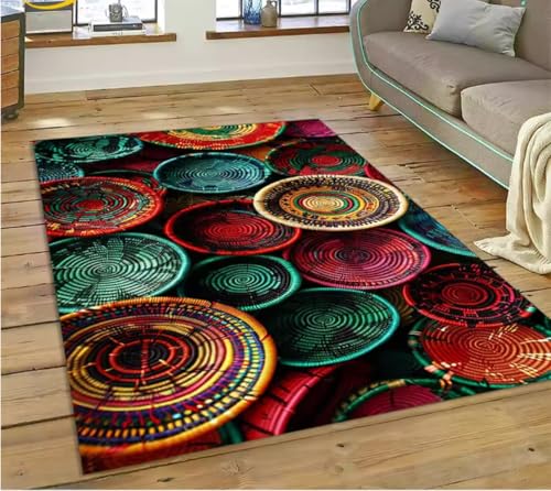 JIAOJING Teppich Bunte Blume Gewebte Kunst Körbe Teppich Für Wohnzimmer Schlafzimmer Wohnkultur, rutschfest Für Sofa Fußmatte 80X150Cm JIAOJING Teppich Bunte Blume Gewebte Kunst Körbe Teppich Für Wohnzimmer Schlafzimmer Wohnkultur, rutschfest Für Sofa Fußmatte 80X150Cm von JIAOJING