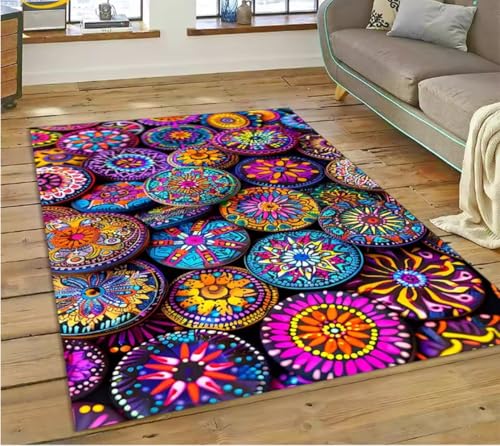 JIAOJING Teppich Bunte Blume Gewebte Kunst Körbe Teppich Für Wohnzimmer Schlafzimmer Wohnkultur, rutschfest Für Sofa Fußmatte 80X150Cm JIAOJING Teppich Bunte Blume Gewebte Kunst Körbe Teppich Für Wohnzimmer Schlafzimmer Wohnkultur, rutschfest Für Sofa Fußmatte 80X150Cm von JIAOJING