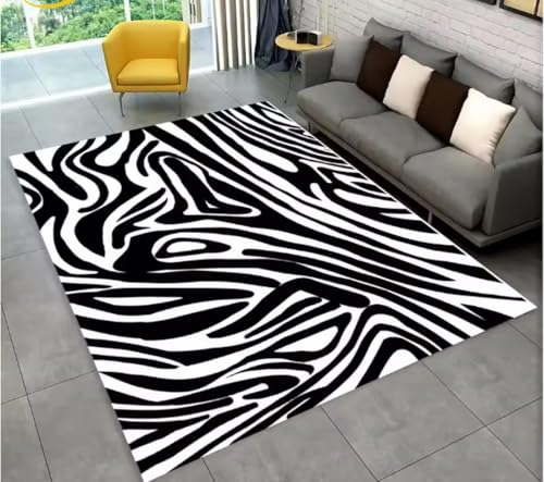 JIAOJING Teppich Buntes Zebramuster Bereich Teppich Für Wohnzimmer Schlafzimmer Sofa Büro Fußmatte Dekoration rutschfeste Bodenmatte 50X80Cm von JIAOJING