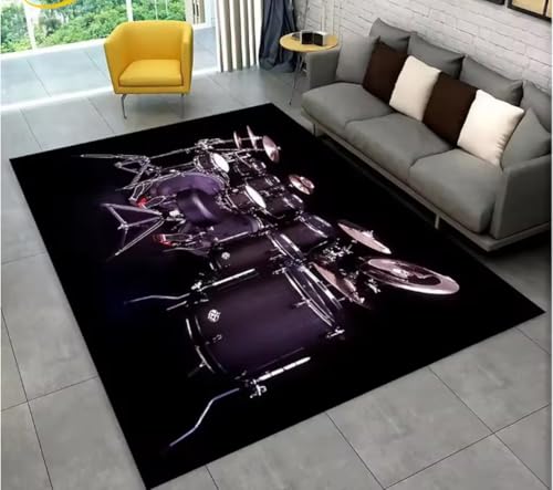 JIAOJING Teppich Drum Kit Musik Instrumente Bereich Teppich Für Wohnzimmer Schlafzimmer Sofa Fußmatte Dekoration rutschfeste Bodenmatte 100X160Cm von JIAOJING