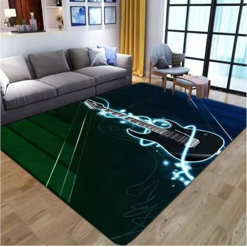 JIAOJING Teppich Gitarre Muster Für Wohnzimmer Schlafzimmer Spielzimmer Bodenmatte Dekor Vintage Anti-Rutsch Sofa Couchtisch Teppich 50X80Cm JIAOJING Teppich Gitarre Muster Für Wohnzimmer Schlafzimmer Spielzimmer Bodenmatte Dekor Vintage Anti-Rutsch Sofa Couchtisch Teppich 50X80Cm von JIAOJING