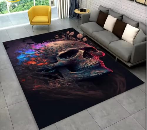 JIAOJING Teppich Gothic Horror Schädel Teppich Für Zuhause Wohnzimmer Schlafzimmer Sofa Fußmatte Dekor, Küche rutschfeste Bodenmatte 60X90Cm JIAOJING Teppich Gothic Horror Schädel Teppich Für Zuhause Wohnzimmer Schlafzimmer Sofa Fußmatte Dekor, Küche rutschfeste Bodenmatte 60X90Cm von JIAOJING