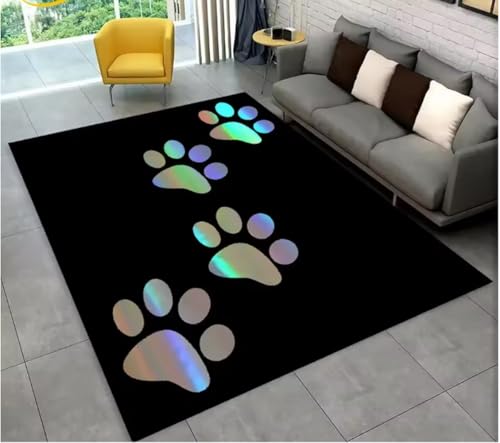 JIAOJING Teppich Haustiere Fußabdruck Sohle Serie Teppich Für Wohnzimmer Schlafzimmer Sofa Fußmatte Dekoration rutschfeste Bodenmatte 140X200Cm von JIAOJING