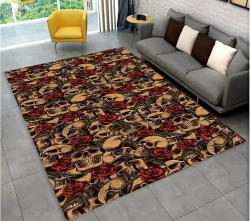 JIAOJING Teppich Horror Schädel Gothic Hexerei Teppich Für Wohnzimmer Schlafzimmer Sofa Spielzimmer Fußmatte Dekoration, rutschfeste Bodenmatte 50X80Cm JIAOJING Teppich Horror Schädel Gothic Hexerei Teppich Für Wohnzimmer Schlafzimmer Sofa Spielzimmer Fußmatte Dekoration, rutschfeste Bodenmatte 50X80Cm von JIAOJING