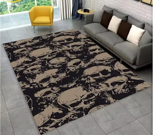 JIAOJING Teppich Horror Schädel Gothic Hexerei Teppich Für Wohnzimmer Schlafzimmer Sofa Spielzimmer Fußmatte Dekoration, rutschfeste Bodenmatte 60X90Cm JIAOJING Teppich Horror Schädel Gothic Hexerei Teppich Für Wohnzimmer Schlafzimmer Sofa Spielzimmer Fußmatte Dekoration, rutschfeste Bodenmatte 60X90Cm von JIAOJING