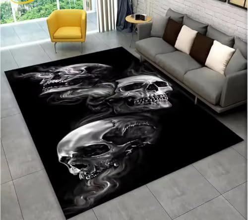 JIAOJING Teppich Horror Schädel Gothic Hexerei Teppich Für Wohnzimmer Schlafzimmer Sofa Spielzimmer Fußmatte Dekoration, rutschfeste Bodenmatte 80X150Cm von JIAOJING