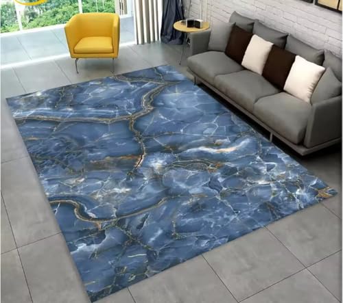 JIAOJING Teppich Nordisch Blau Goldene Farbe Marmor Geometrischer Teppich Für Wohnzimmer Schlafzimmer Sofa Fußmatte Dekor rutschfeste Bodenmatte 80X150Cm JIAOJING Teppich Nordisch Blau Goldene Farbe Marmor Geometrischer Teppich Für Wohnzimmer Schlafzimmer Sofa Fußmatte Dekor rutschfeste Bodenmatte 80X150Cm von JIAOJING