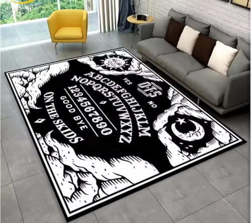 JIAOJING Teppich Ouija Tarot Hexerei Gothic Bereich Teppich Für Wohnzimmer Schlafzimmer Sofa Fußmatte Dekoration rutschfeste Bodenmatte 120X160Cm von JIAOJING