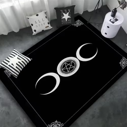 JIAOJING Teppich Pentagramm Altar Oder Tarot Hexenboden Matte Schwarzer Hexenteppich Gothic Dekor Weissagung Runenteppich 100X160Cm JIAOJING Teppich Pentagramm Altar Oder Tarot Hexenboden Matte Schwarzer Hexenteppich Gothic Dekor Weissagung Runenteppich 100X160Cm von JIAOJING