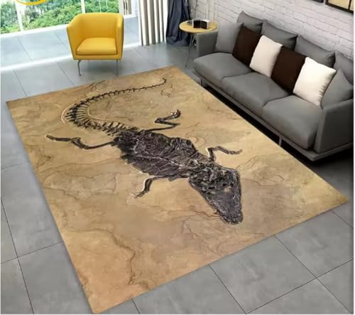 JIAOJING Teppich Tier Dinosaurier Fossil Serie Teppich Für Zuhause Wohnzimmer Schlafzimmer Sofa Fußmatte Küche Dekor, rutschfeste Bodenmatte 80X150Cm von JIAOJING