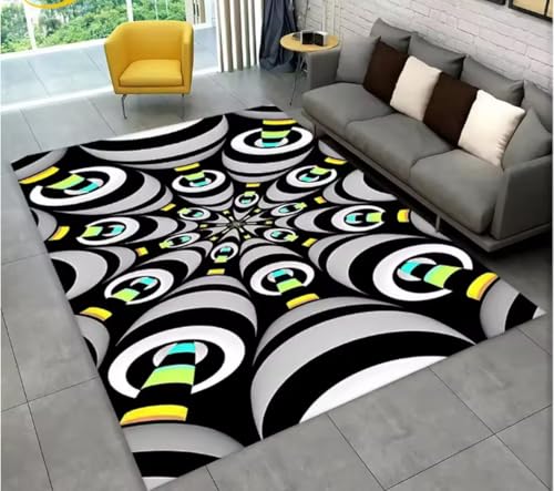 JIAOJING Teppich Vortex Illusion Abstrakter Geometrischer Optischer Teppich Für Wohnzimmer Schlafzimmer Sofa Fußmatte Dekor rutschfeste Bodenmatte 50X80Cm JIAOJING Teppich Vortex Illusion Abstrakter Geometrischer Optischer Teppich Für Wohnzimmer Schlafzimmer Sofa Fußmatte Dekor rutschfeste Bodenmatte 50X80Cm von JIAOJING