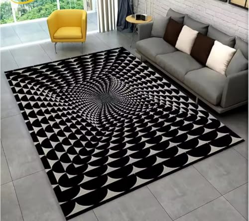 JIAOJING Teppich Vortex Illusion Abstrakter Geometrischer Optischer Teppich Für Wohnzimmer Schlafzimmer Sofa Fußmatte Dekor rutschfeste Bodenmatte 80X120Cm JIAOJING Teppich Vortex Illusion Abstrakter Geometrischer Optischer Teppich Für Wohnzimmer Schlafzimmer Sofa Fußmatte Dekor rutschfeste Bodenmatte 80X120Cm von JIAOJING