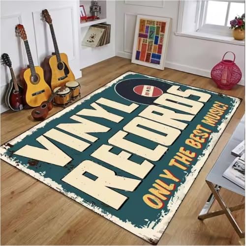 JIAOJING Vintage Gitarrenteppiche Für Wohnzimmer Dekoration Teppich Schlafzimmer Nachttisch Bodenmatte rutschfeste Home Porch Eingang Fußmatte 100X160Cm von JIAOJING