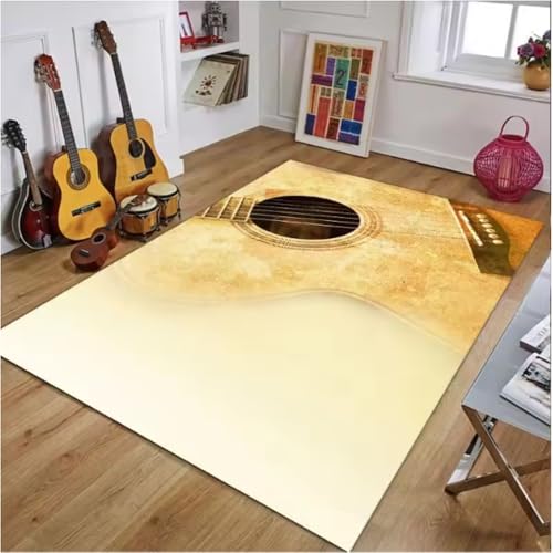 JIAOJING Vintage Gitarrenteppiche Für Wohnzimmer Dekoration Teppich Schlafzimmer Nachttisch Bodenmatte rutschfeste Home Porch Eingang Fußmatte 160X280Cm von JIAOJING