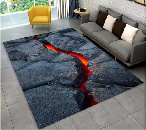 JIAOJING Volcano Lava Magma Teppich Für Wohnzimmer Schlafzimmer Sofa Fußmatte Dekoration rutschfeste Bodenmatte 100X160Cm von JIAOJING