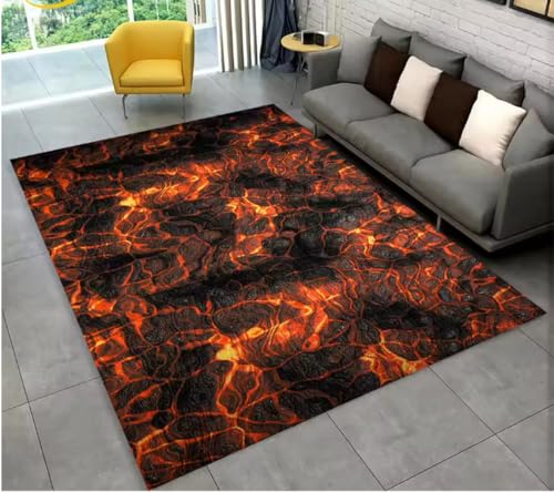 JIAOJING Volcano Lava Magma Teppich Für Wohnzimmer Schlafzimmer Sofa Fußmatte Dekoration rutschfeste Bodenmatte 140X200Cm von JIAOJING