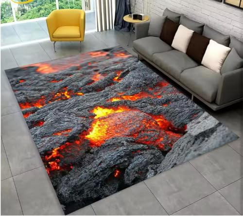 JIAOJING Volcano Lava Magma Teppich Für Wohnzimmer Schlafzimmer Sofa Fußmatte Dekoration rutschfeste Bodenmatte 160X280Cm von JIAOJING