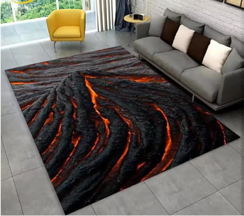 JIAOJING Volcano Lava Magma Teppich Für Wohnzimmer Schlafzimmer Sofa Fußmatte Dekoration rutschfeste Bodenmatte 80X150Cm von JIAOJING