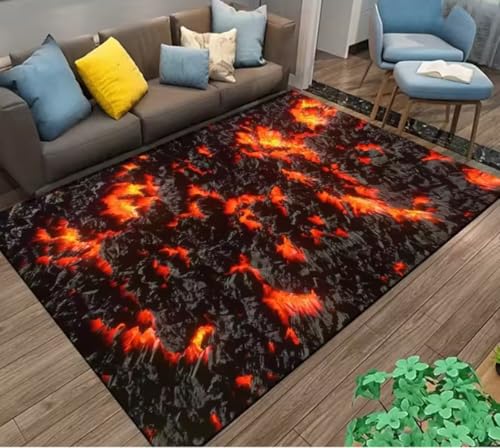 JIAOJING Volcano Lava Magma Teppiche Für Schlafzimmer Dekor Wohnzimmer Teppiche Nachttisch rutschfeste Bodenmatte Home Entrance Fußmatte 160X280Cm von JIAOJING