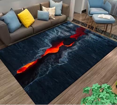 JIAOJING Volcano Lava Magma Teppiche Für Schlafzimmer Dekor Wohnzimmer Teppiche Nachttisch rutschfeste Bodenmatte Home Entrance Fußmatte 160X280Cm von JIAOJING