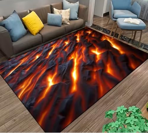 JIAOJING Volcano Lava Magma Teppiche Für Schlafzimmer Dekor Wohnzimmer Teppiche Nachttisch rutschfeste Bodenmatte Home Entrance Fußmatte 80X120Cm von JIAOJING
