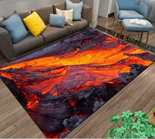 JIAOJING Volcano Lava Magma Teppiche Für Schlafzimmer Dekor Wohnzimmer Teppiche Nachttisch rutschfeste Bodenmatte Home Entrance Fußmatte 80X150Cm von JIAOJING