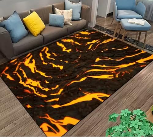 JIAOJING Volcano Lava Magma Teppiche Für Schlafzimmer Dekor Wohnzimmer Teppiche Nachttisch rutschfeste Bodenmatte Home Entrance Fußmatte 80X150Cm von JIAOJING