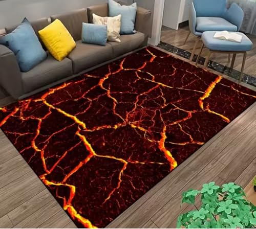 JIAOJING Volcano Lava Magma Teppiche Für Schlafzimmer Dekor Wohnzimmer teppiche Nachttisch rutschfeste Bodenmatte Hauseingang Fußmatte 120X160Cm von JIAOJING