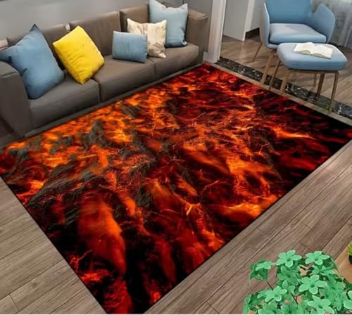 JIAOJING Volcano Lava Magma Teppiche Für Schlafzimmer Dekor Wohnzimmer teppiche Nachttisch rutschfeste Bodenmatte Hauseingang Fußmatte 120X160Cm von JIAOJING