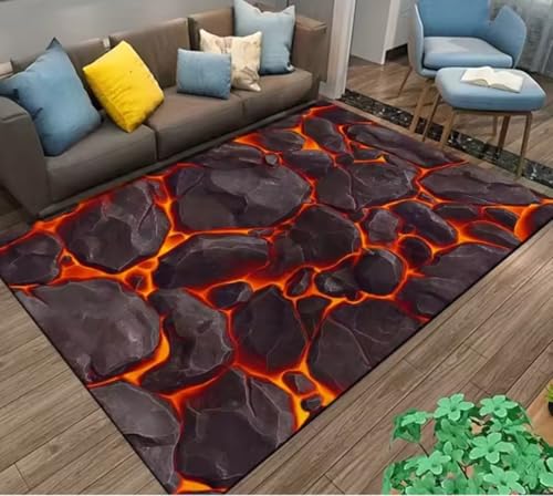 JIAOJING Volcano Lava Magma Teppiche Für Schlafzimmer Dekor Wohnzimmer teppiche Nachttisch rutschfeste Bodenmatte Hauseingang Fußmatte 120X160Cm von JIAOJING