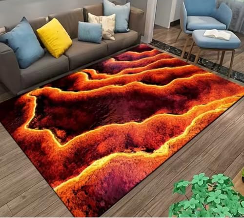 JIAOJING Volcano Lava Magma Teppiche Für Schlafzimmer Dekor Wohnzimmer teppiche Nachttisch rutschfeste Bodenmatte Home Entrance Fußmatte 50X80Cm von JIAOJING