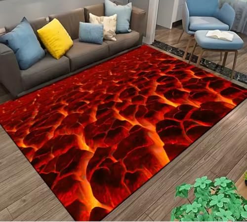 JIAOJING Volcano Lava Magma Teppiche Für Schlafzimmer Dekor Wohnzimmer teppiche Nachttisch rutschfeste Bodenmatte Home Entrance Fußmatte 60X90Cm von JIAOJING
